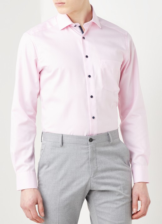 Olymp Modern fit strijkvrij overhemd met stretch - detail 2 roze