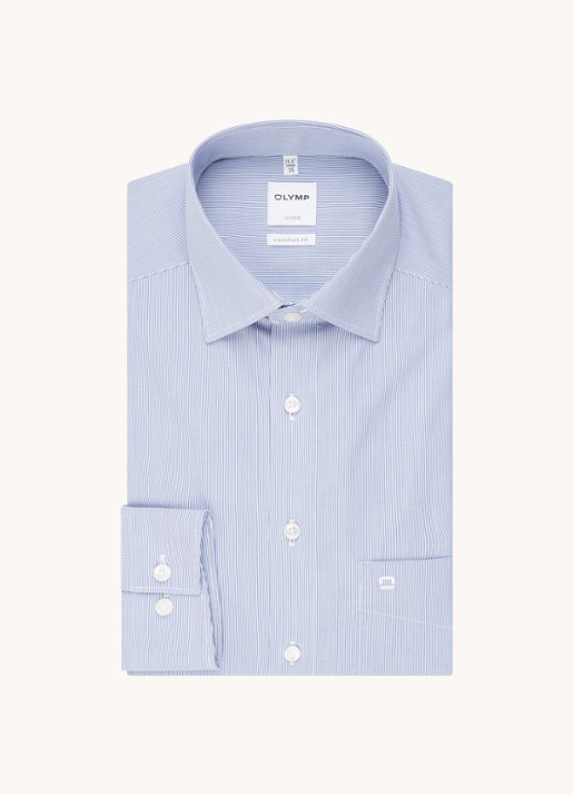Olymp Regular fit overhemd met micro dessin - voorkant 2 blauw