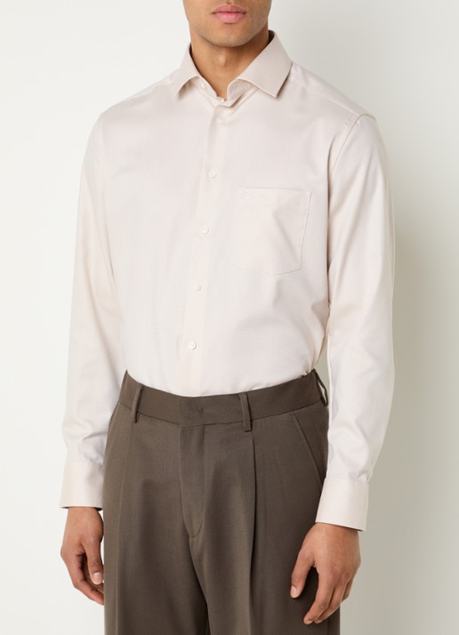 Olymp Regular fit overhemd met microdessin - detail 2 beige