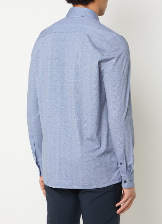 Olymp Regular Fit overhemd met microdessin - achterkant 3 donkerblauw