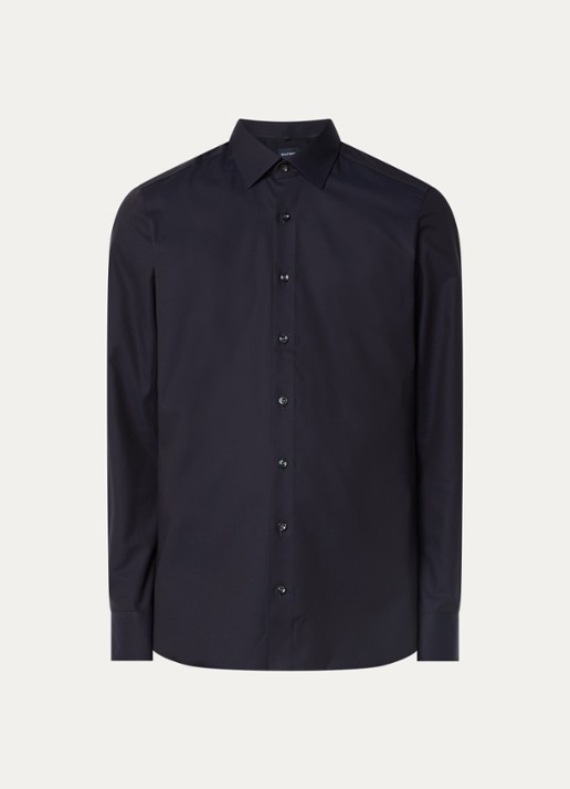 Olymp Regular fit overhemd met microdessin - voorkant donkerblauw