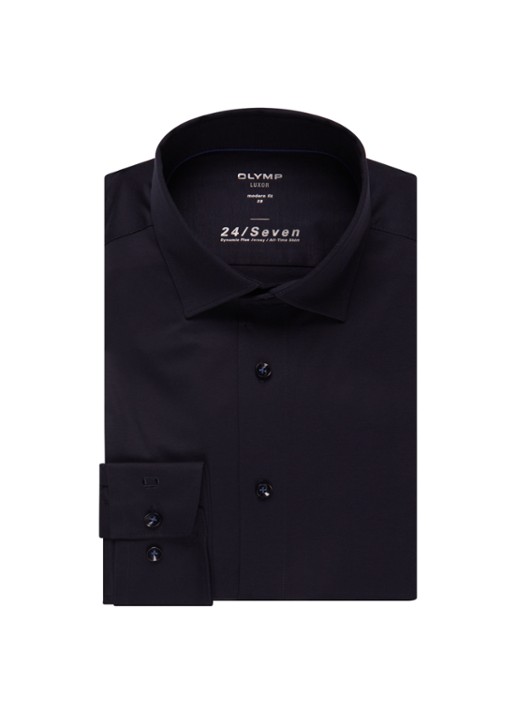 Olymp Regular fit overhemd van jersey - voorkant donkerblauw