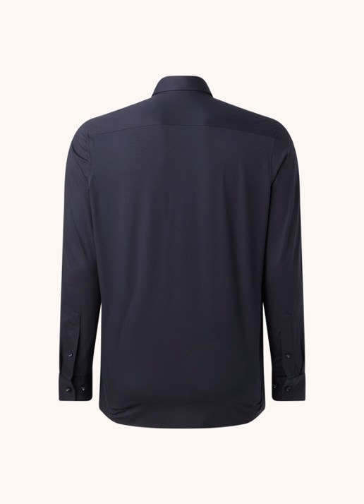 Olymp Regular fit overhemd van jersey - achterkant 9 donkerblauw
