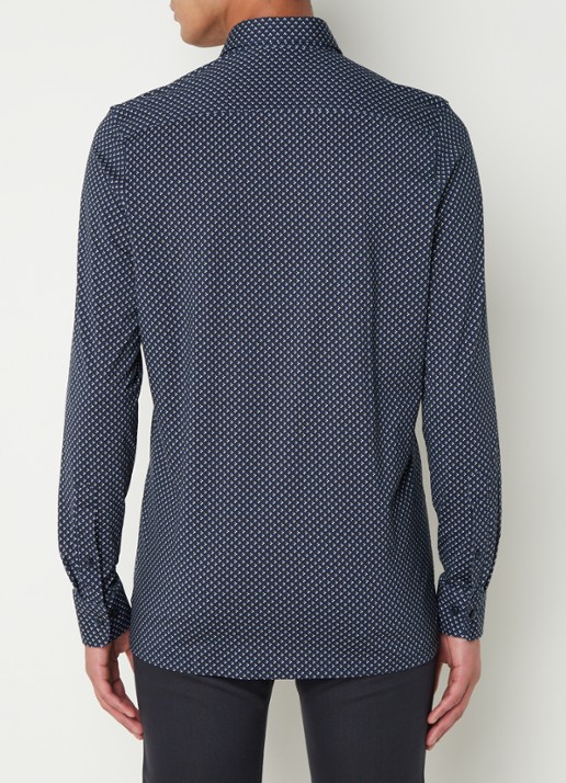 Olymp Regular fit overhemd van jersey - achterkant middenblauw