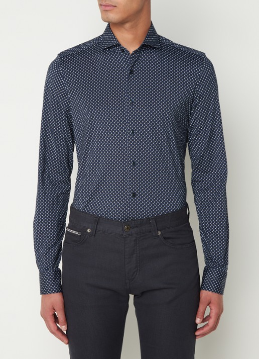 Olymp Regular fit overhemd van jersey - detail 3 middenblauw