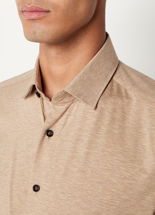 Olymp Regular fit overhemd van jersey - detail 5 zand