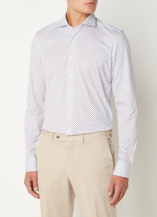 Olymp Regular fit overhemd van jersey - detail beige