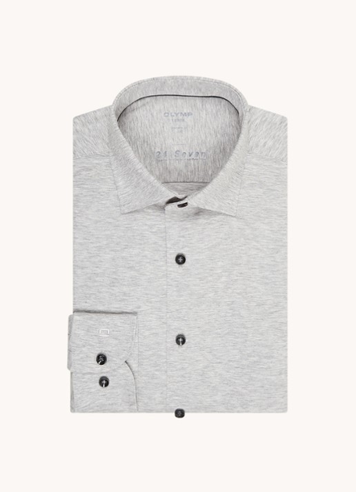Olymp Regular fit overhemd van jersey - voorkant 2 grijs