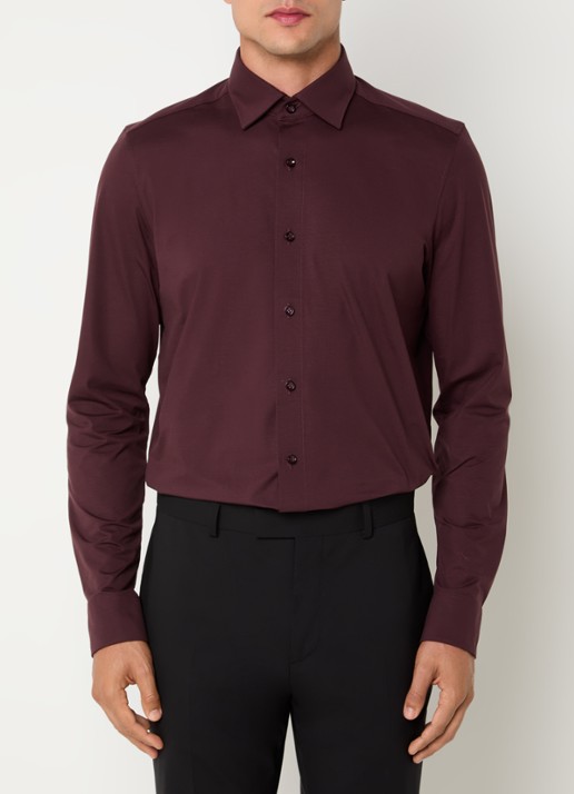 Olymp Regular fit overhemd van jersey - detail 4 steenrood