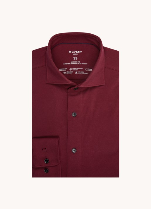 Olymp Regular fit overhemd van jersey - voorkant bordeauxrood