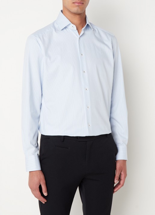 Olymp Regular fit overhemd van jersey - detail indigo