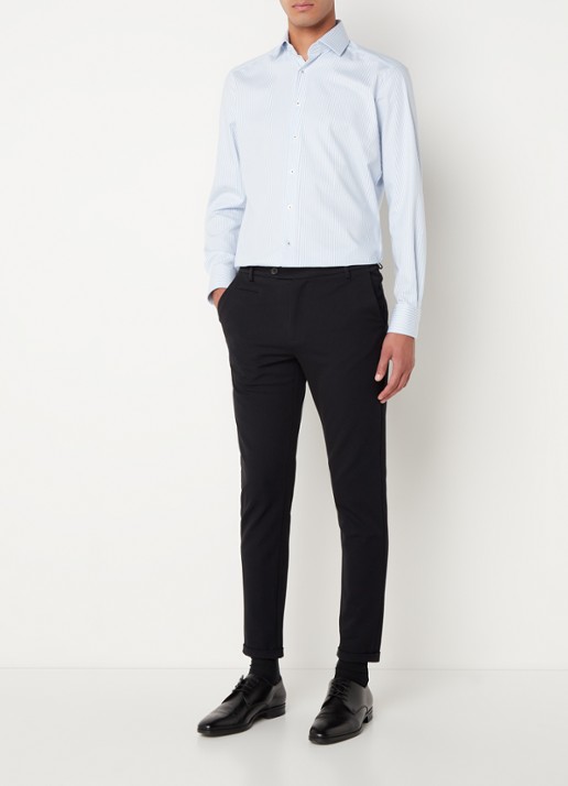 Olymp Regular fit overhemd van jersey - voorkant 4 indigo