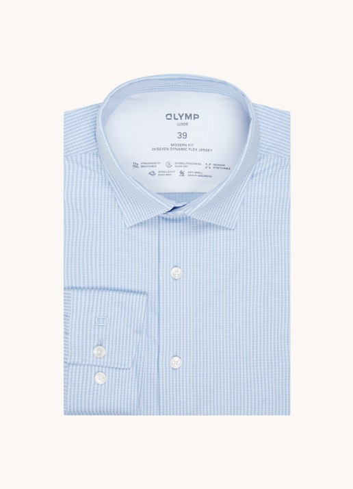 Olymp Regular fit overhemd van jersey - voorkant 2 royalblauw