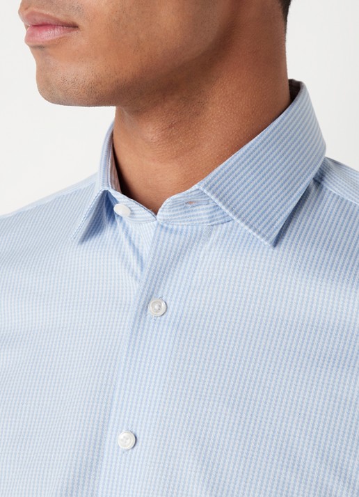 Olymp Regular fit overhemd van jersey - detail 5 royalblauw