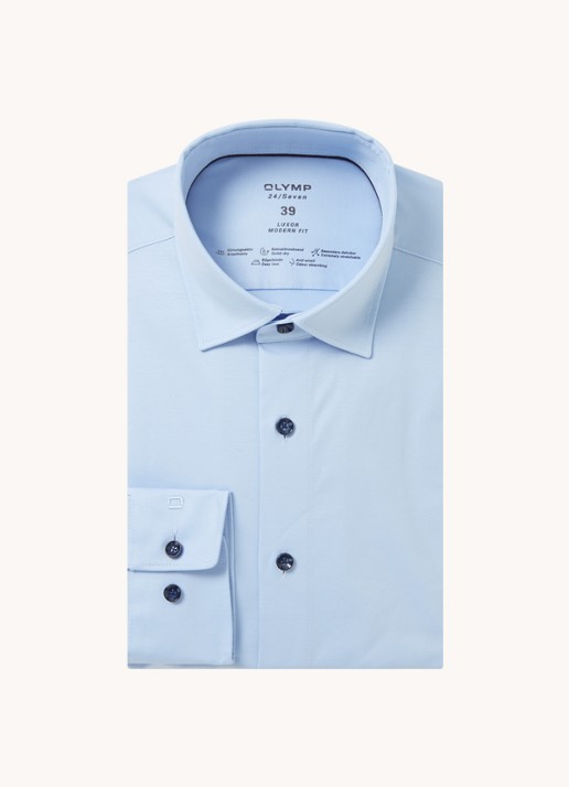 Olymp Regular fit overhemd van jersey - voorkant 3 lichtblauw
