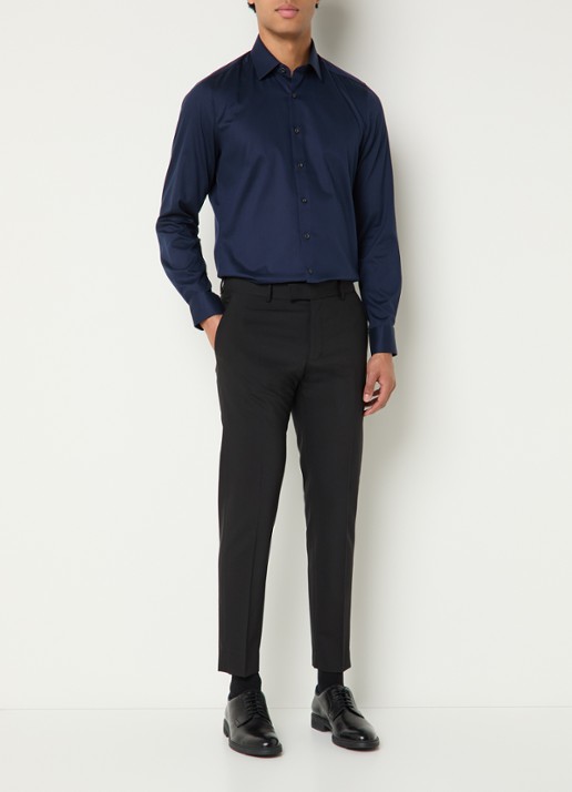 Olymp Slim fit overhemd met kent kraag - voorkant 2 donkerblauw