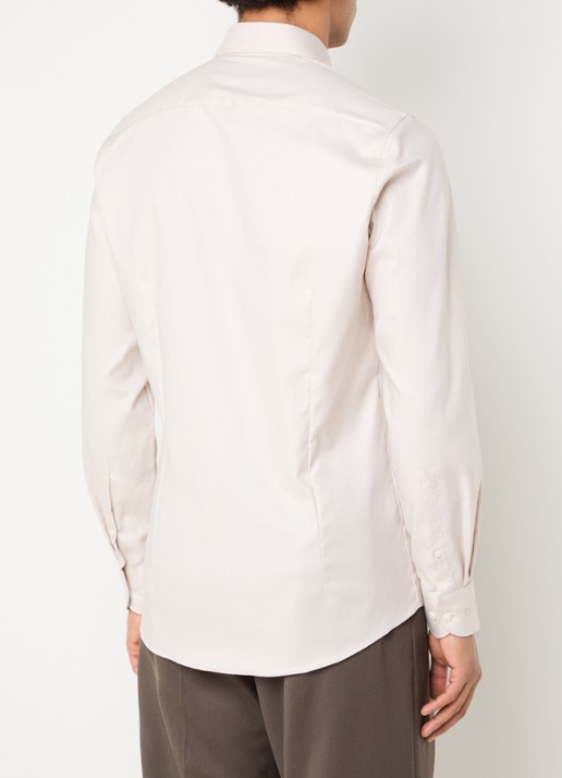 Olymp Slim fit overhemd met microdessin - achterkant beige
