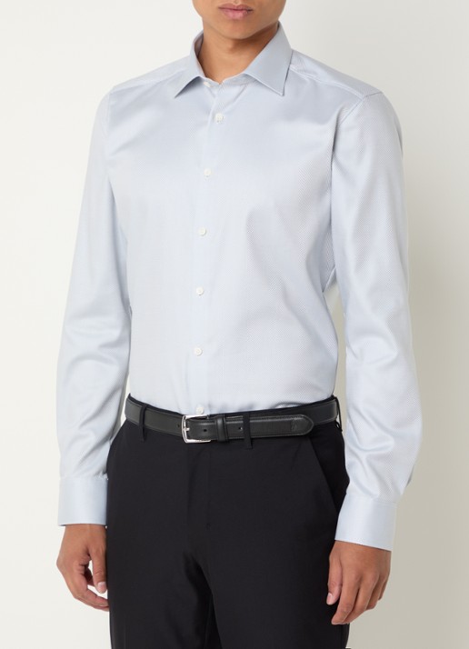 Olymp Slim fit overhemd met microdessin - detail 3 lichtgrijs