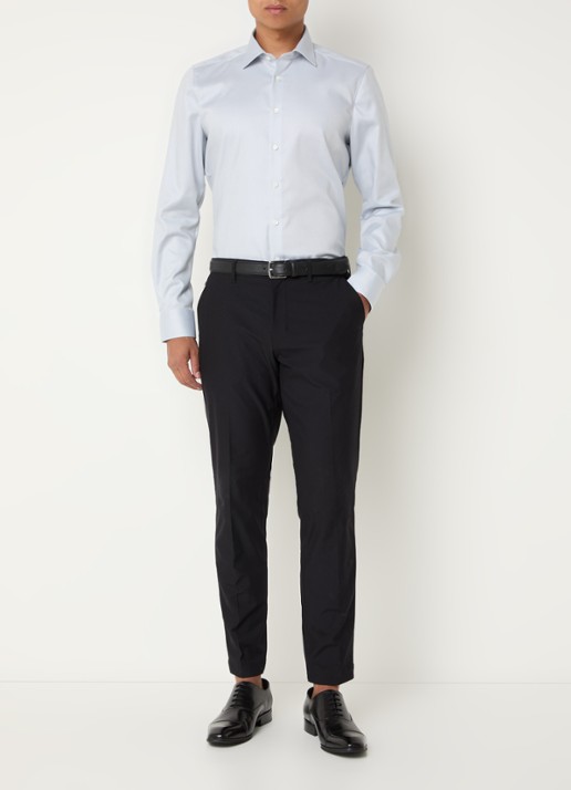 Olymp Slim fit overhemd met microdessin - voorkant 2 lichtgrijs