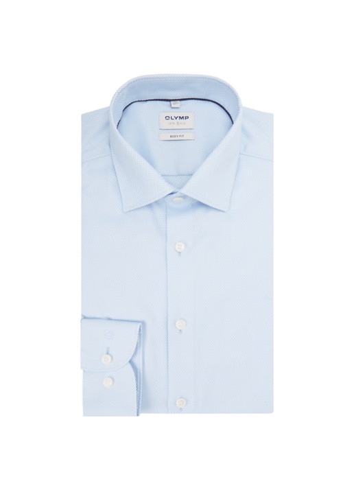 Olymp Slim fit overhemd met microdessin - voorkant 4 lichtblauw