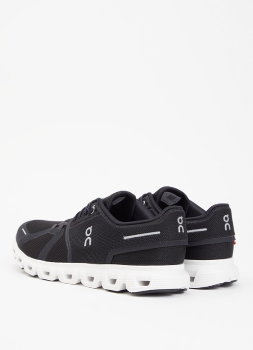 On Cloud 6 sneaker met gebreid bovenwerk - achterkant 2 zwart