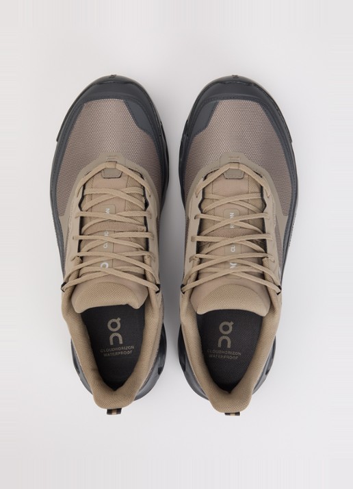 On Cloudhorizon 2 WP sneaker met gebreid bovenwerk en logo - detail 3 zand