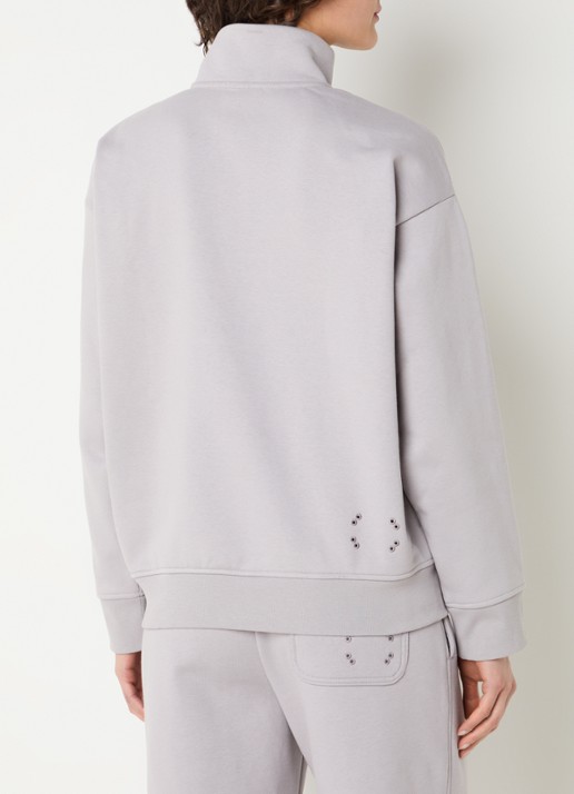 On Club Collective sweater met halve rits - achterkant 4 taupe