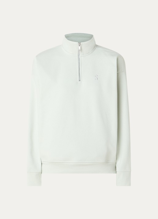 On Club Collective sweater met halve rits - voorkant 3 lichtgroen