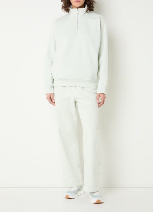 On Club Collective sweater met halve rits - voorkant 4 lichtgroen