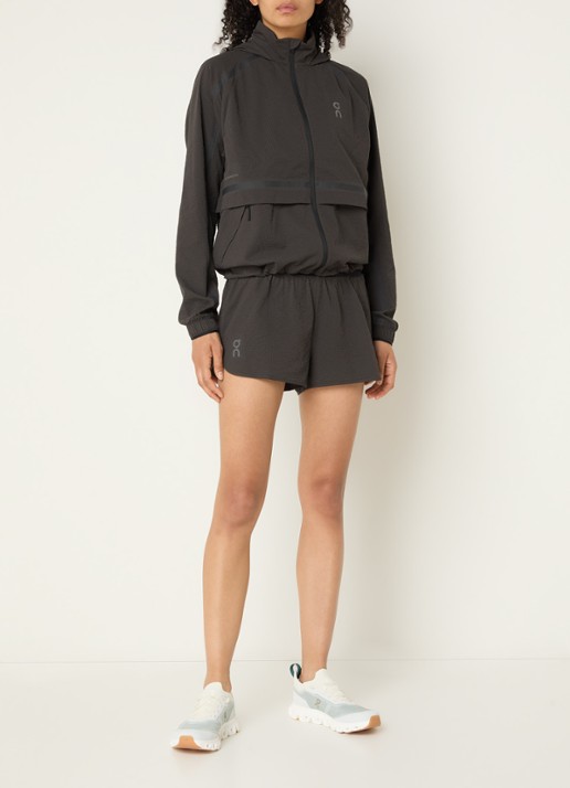 On Performance high waist loose fit trainingslegging met logo - voorkant 3 donkergrijs