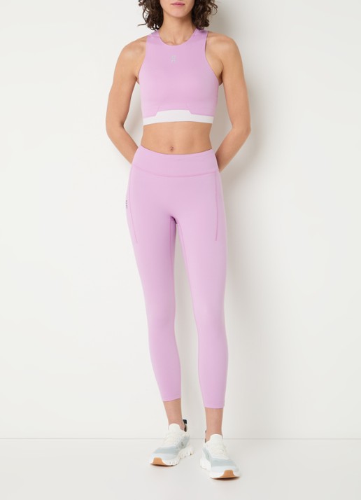 On Performance high waist skinny fit cropped trainingslegging met logo - voorkant 4 roze