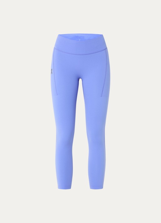 On Performance high waist skinny fit cropped trainingslegging met logo - voorkant lichtblauw
