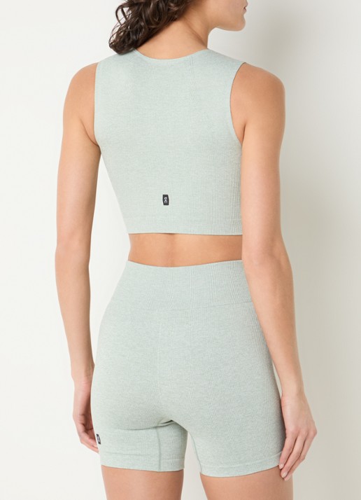 On Studio fijngebreide crop top met logo - achterkant 4 gebroken wit