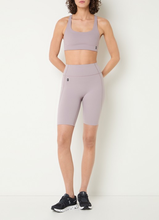 On Studio high waist skinny fit trainingslegging met logo - voorkant 3 oudroze