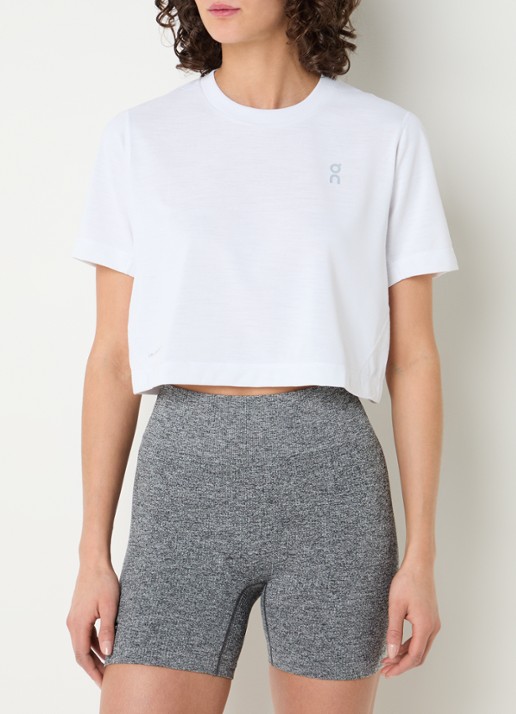 On Train cropped trainings T-shirt met logo- en backprint