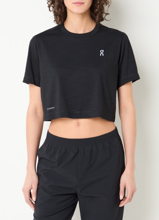 On Train cropped trainings T-shirt met logo