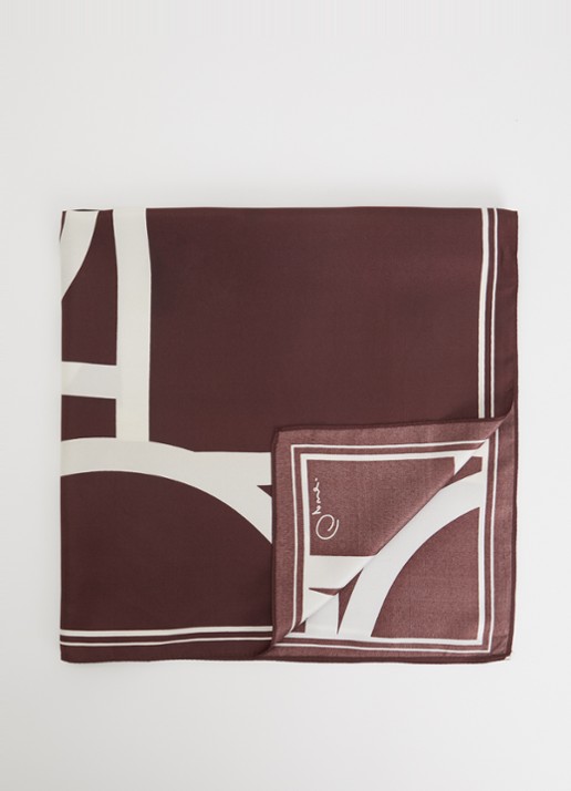 OPUS Aditha sjaal met print 60 x 60 cm - voorkant 3 bordeauxrood
