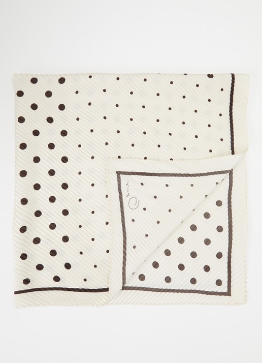 OPUS Arienna sjaal met stippenprint 65 x 65 cm - voorkant 3 gebroken wit