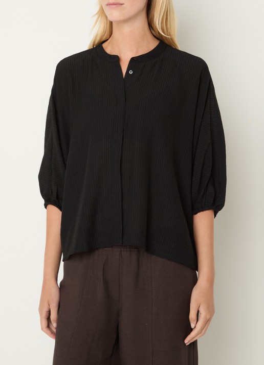 OPUS Blouse met ballonmouw - detail zwart