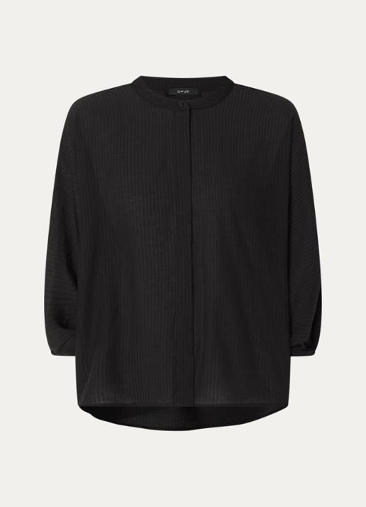OPUS Blouse met ballonmouw - voorkant 3 zwart