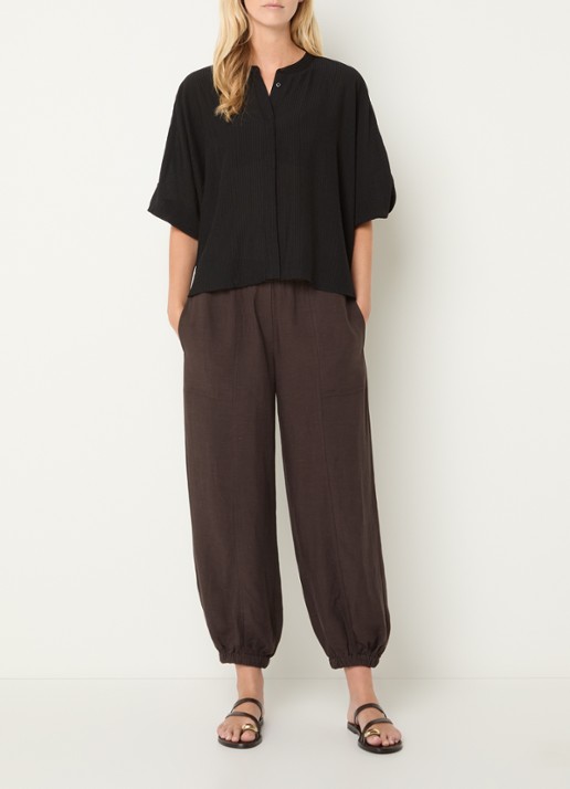 OPUS Blouse met ballonmouw - voorkant 4 zwart