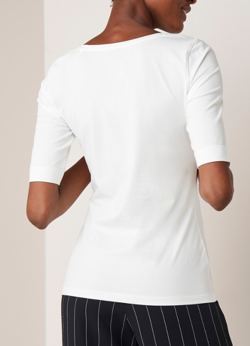 OPUS Daily basic T-shirt van katoen met ronde hals - achterkant 3 ivoor