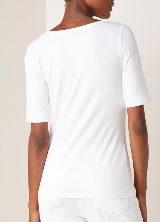 OPUS Daily basic T-shirt van katoen met ronde hals - achterkant 3 wit