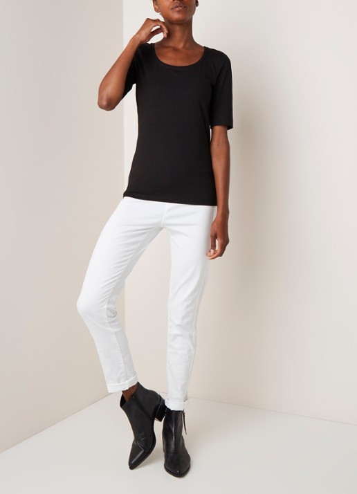 OPUS Daily basic T-shirt van katoen met ronde hals - voorkant 2 zwart
