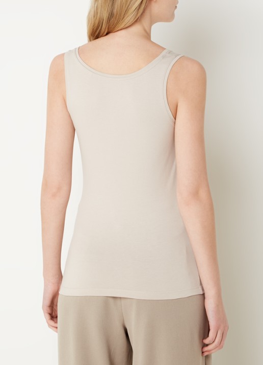 OPUS Daily tanktop van katoen met ronde hals - achterkant beige