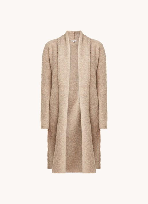 OPUS Dastina openvallend vest van bouclé - voorkant 2 zand