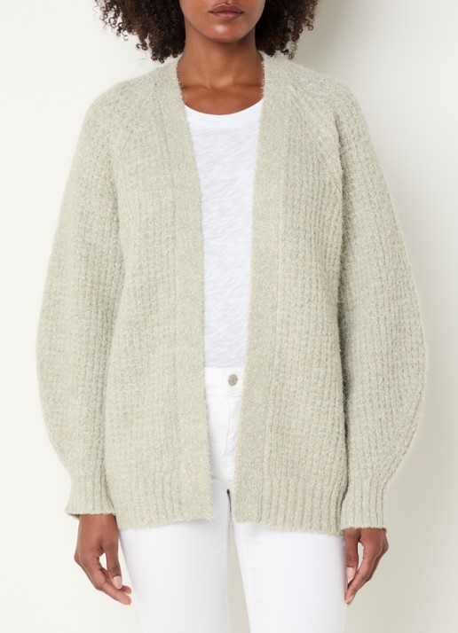 OPUS Dornie grofgebreid openvallend vest in wolblend