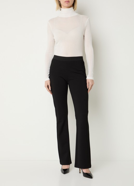 OPUS Erja high waist flared legging met stretch - voorkant 2 zwart