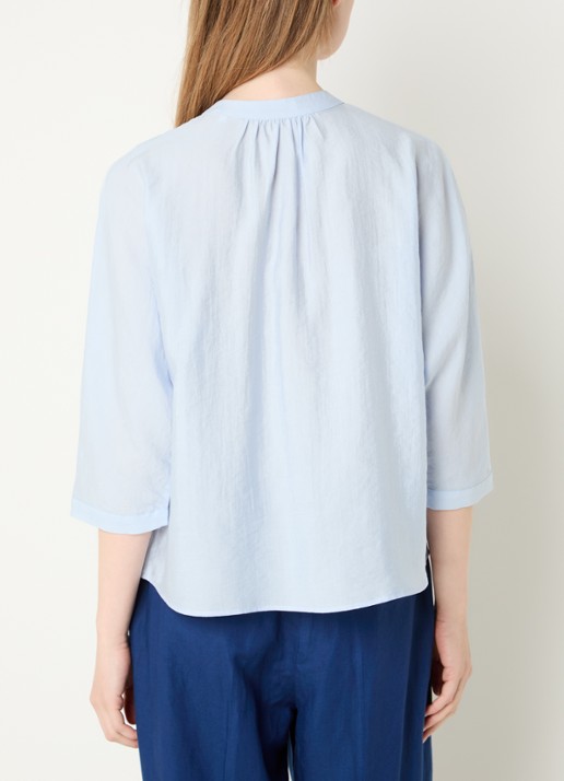 OPUS Fabell blouse met ronde hals - achterkant 4 lichtblauw