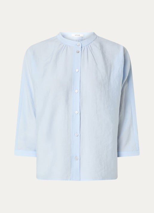 OPUS Fabell blouse met ronde hals - voorkant 2 lichtblauw